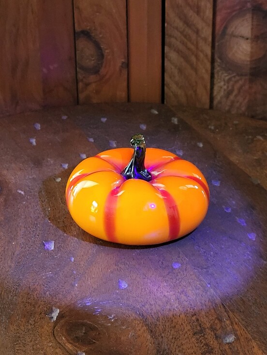 Other - Hand-Blown Orange Glowy Glass Pumpkin